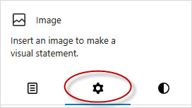 The settings tab of the image block sidebar contains the Resolution settings