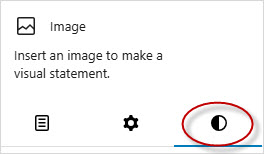 Style tab of image block sidebar settings