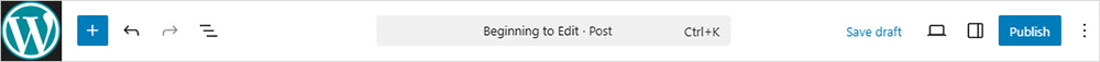 WordPress block editor top menu bar